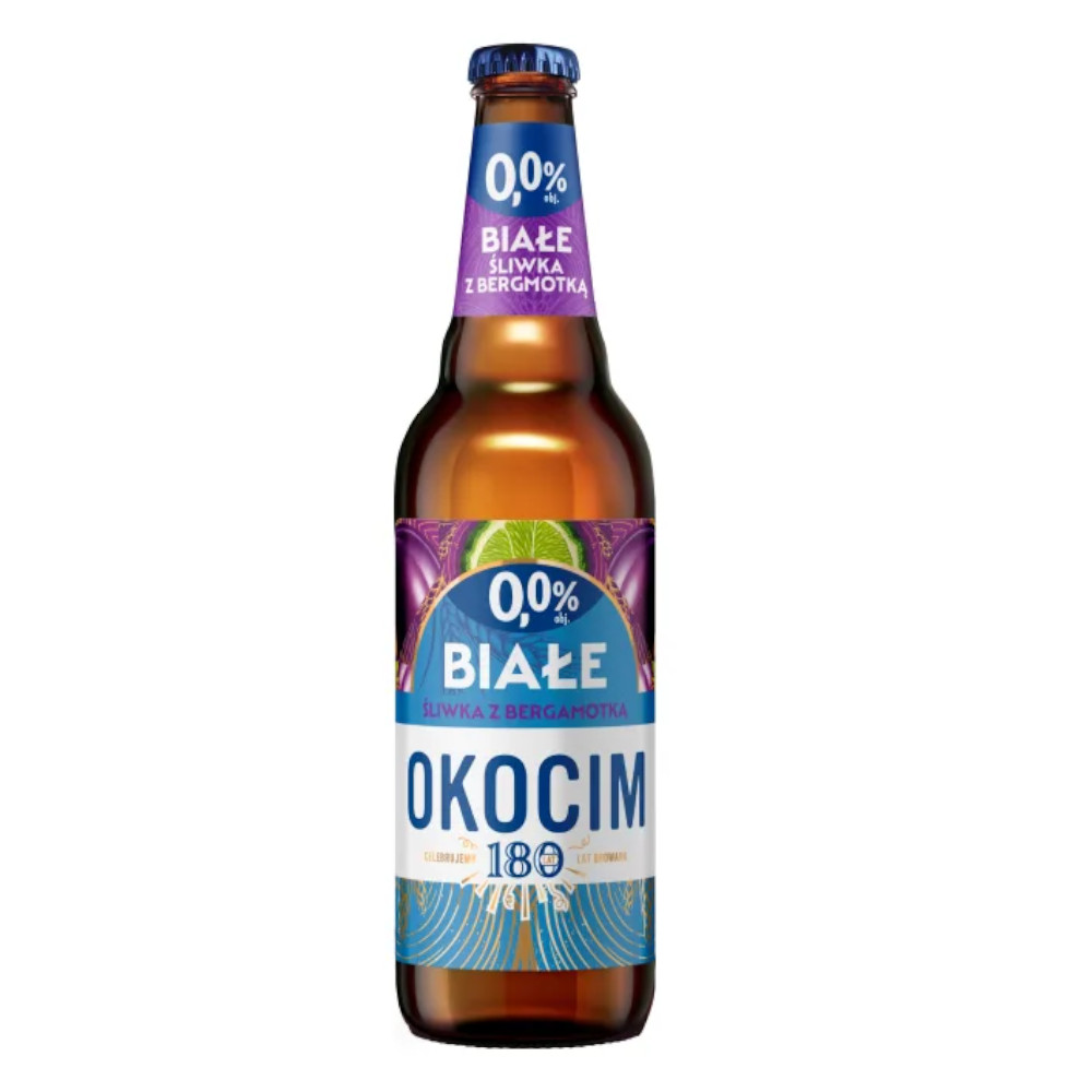 Piwo Okocim Białe Śliwka z bergamotką 0% 500 ml