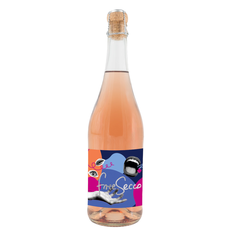 Wino Musujące Folwark Pszczew Free secco 0% różowe wytrawne 750 ml