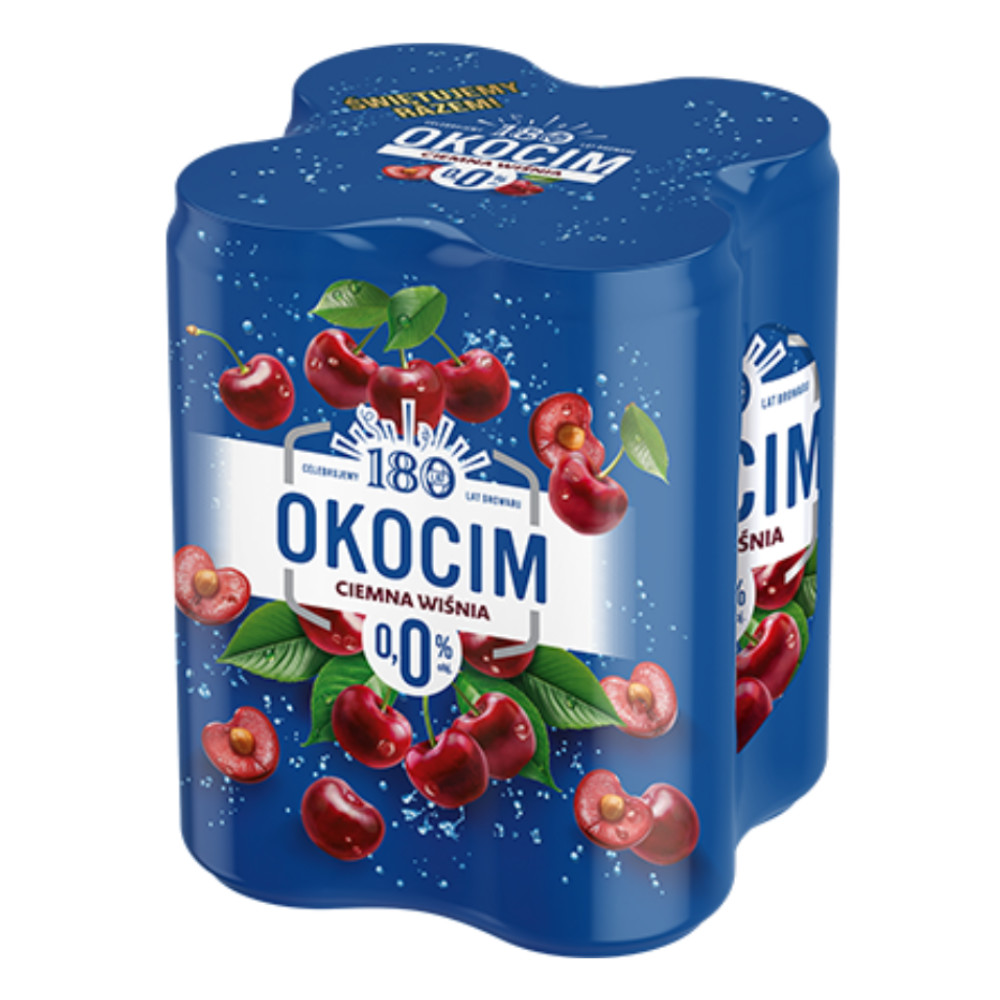 Piwo Okocim Ciemna Wiśnia 0% 500 ml 4-pak Puszka DRS