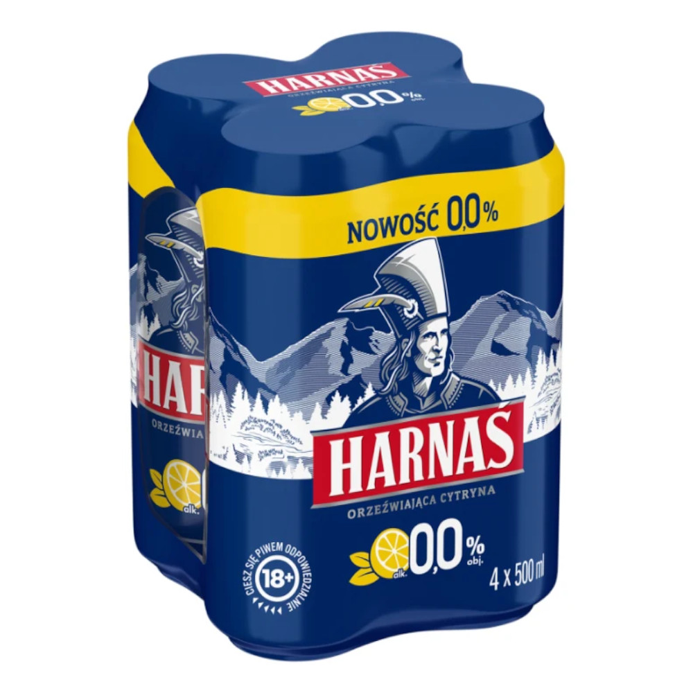 Piwo Harnaś Orzeźwiające Cytryna 0% 500 ml 4-pak Puszka