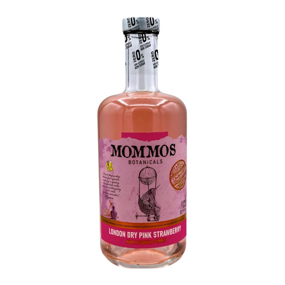 Gin Mommos London Pink Strawberry (bez cukru) 0% 700 ml