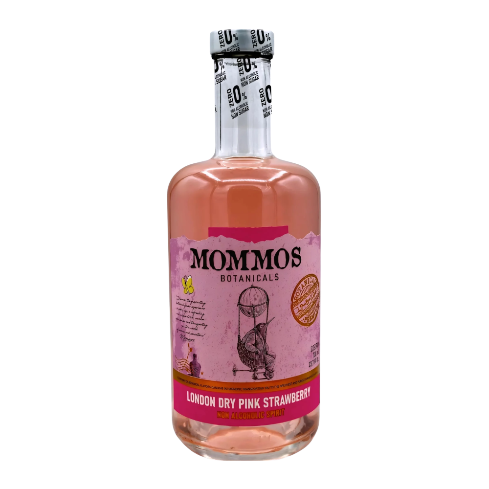 Gin Mommos London Pink Strawberry (bez cukru) 0% 700 ml