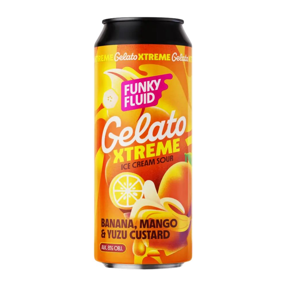 Piwo Funky Fluid Gelato Xtreme Banana & Mango & Yuzu Custard Double Fruited Triple Ice Cream Sour 8% 500 ml Puszka