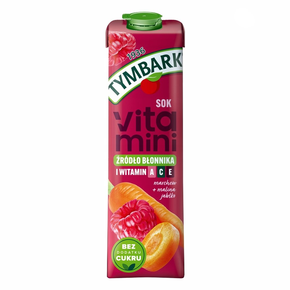 Sok Tymbark Vitamini Marchew Jabłko Malina 1000 ml karton