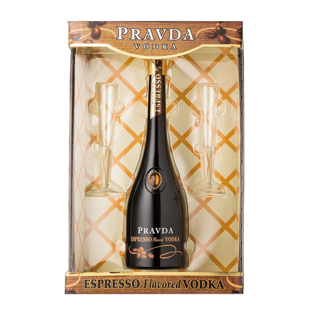 Wódka Pravda Espresso 37,5% 700 ml + 2 kieliszki