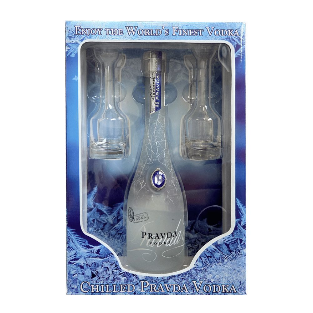 Wódka Pravda 40% 350 ml + 2 kieliszki Cruet
