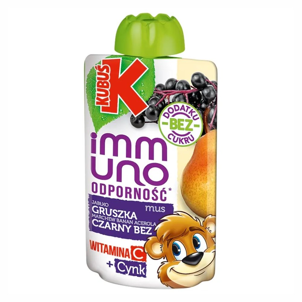 Napój Kubuś Immuno Odporność Mus jabłko gruszka marchew banan acerola czarny bez 100 g