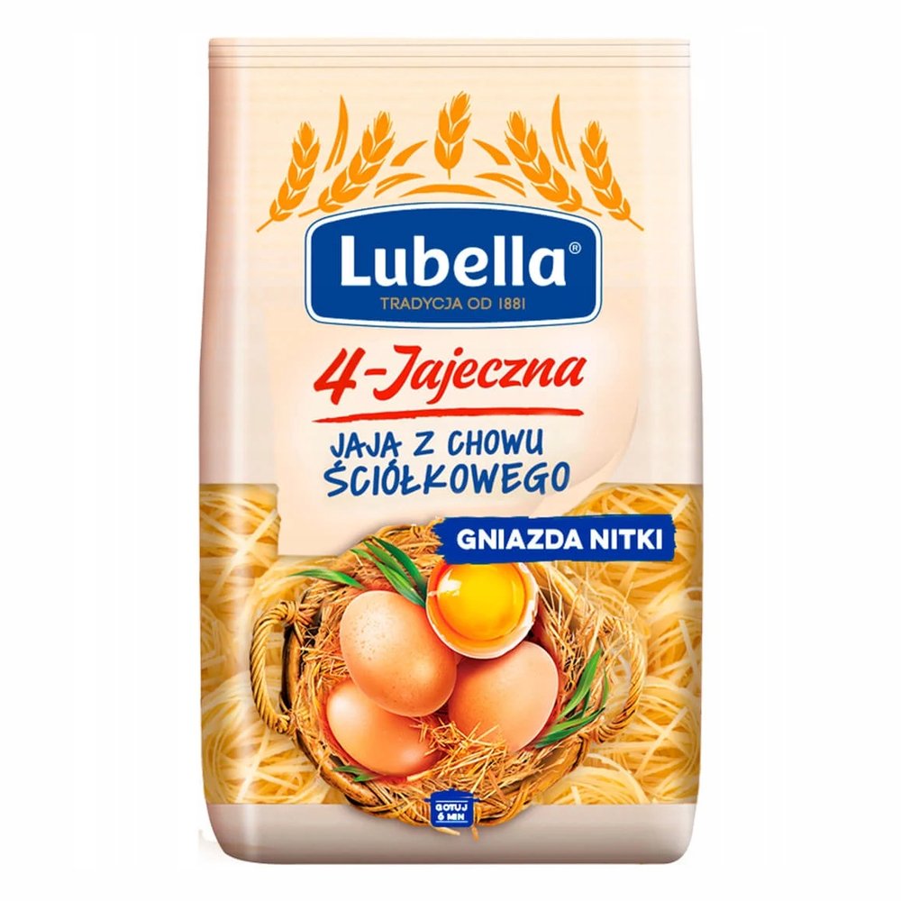 Makaron Lubella 4 Jajeczny Gniazda Nitki 380 g