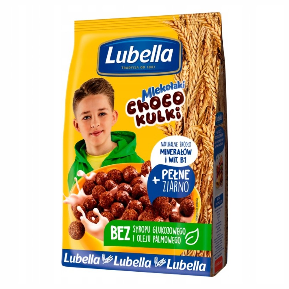 Lubella Mlekołaki Choco Kulki Zbożowe kulki o smaku czekoladowym 250 g