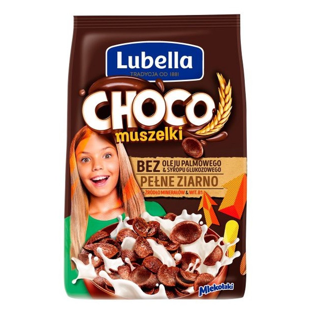 Lubella Choco muszelki Zbożowe muszelki o smaku czekoladowym 250 g