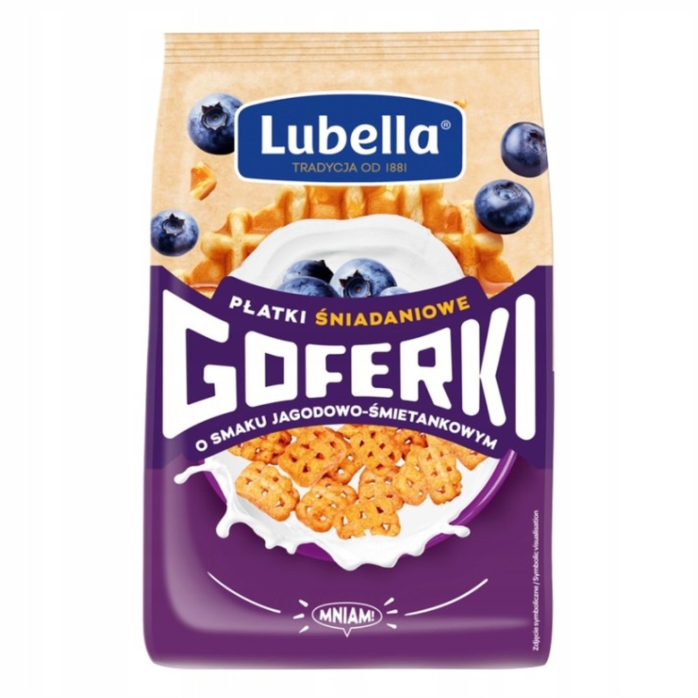 Lubellla płatki śniadaniowe Goferki śmietankowo jagodowe 400g