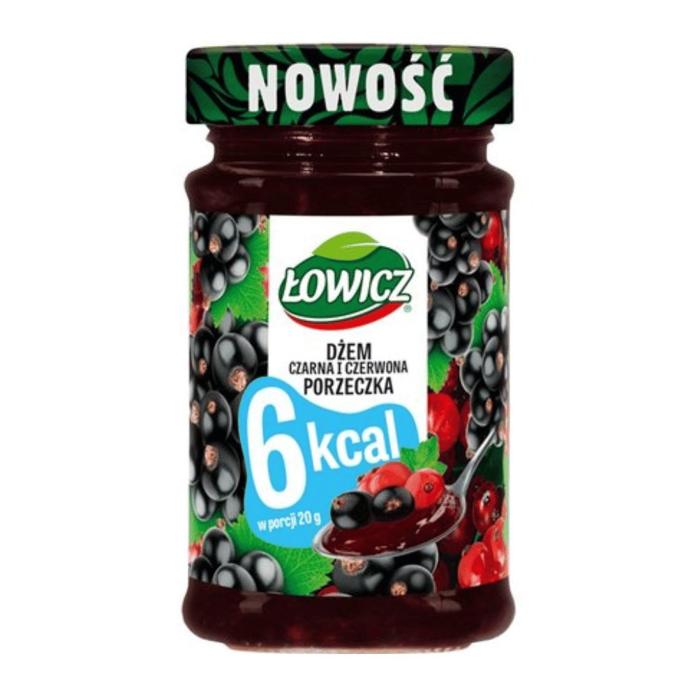 Łowicz Dżem 6KCAL Czarna i czerwona porzeczka 200 ml