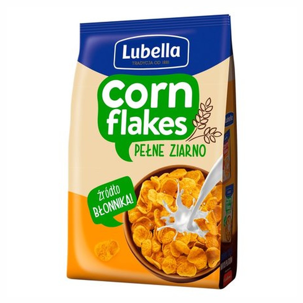 Lubella Corn Flakes Pełnoziarniste Płatki kukurydziane 500 g