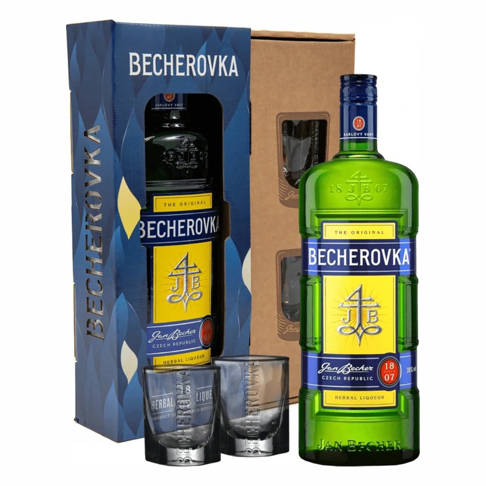 Likier Becherovka 38% 700 ml + 2 kieliszki