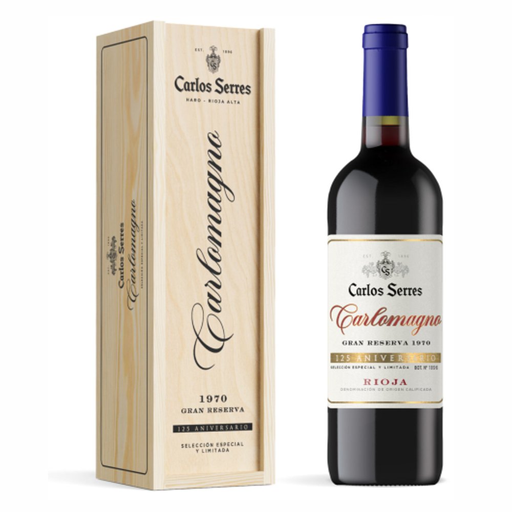 Wino Carlos Serres Carlomagno Gran Reserva 1970 Doc 12,5% czerwone wytrawne 750 l Drewniana Skrzynka
