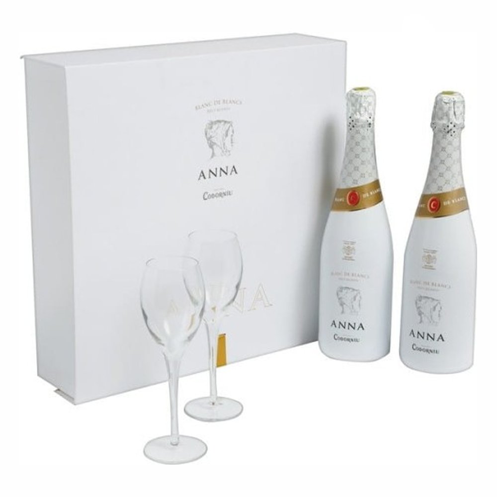 Wino Musujące Codorniu Cava Anna Blanc De Blancs Brut + 2 Kieliszki 11,5% białe wytrawne 2 x 700 ml