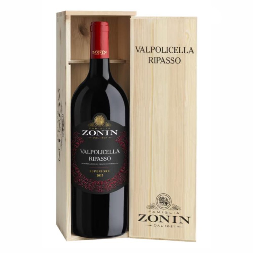 Wino Valpolicella Ripasso Superiore 2021 Zonin Docg Magnum czerwone wytrawne 1500 ml Drewniana Skrzynka