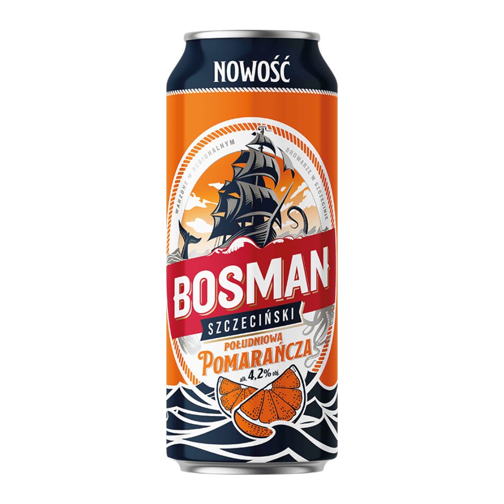 Piwo Bosman Szczeciński Południowa Pomarańcza 5,2% 500 ml puszka DRS
