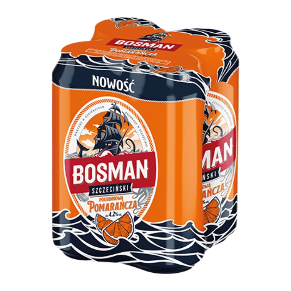 Piwo Bosman Szczeciński Południowa Pomarańcza 5,2% 500 ml 4-pak puszka DRS