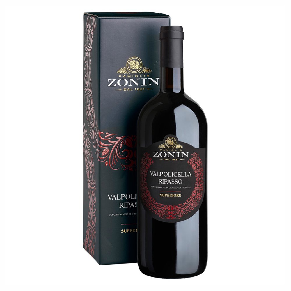 Wino Zonin Valpolicella Ripasso Superiore 2021  Docg Magnum czerwone wytrawne 1500 ml Drewniana Skrzynka
