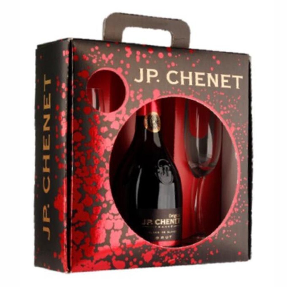 Wino Musujące J.P. Chenet Blanc De Blancs Brut + 2 Kieliszki białe wytrawne 750 ml