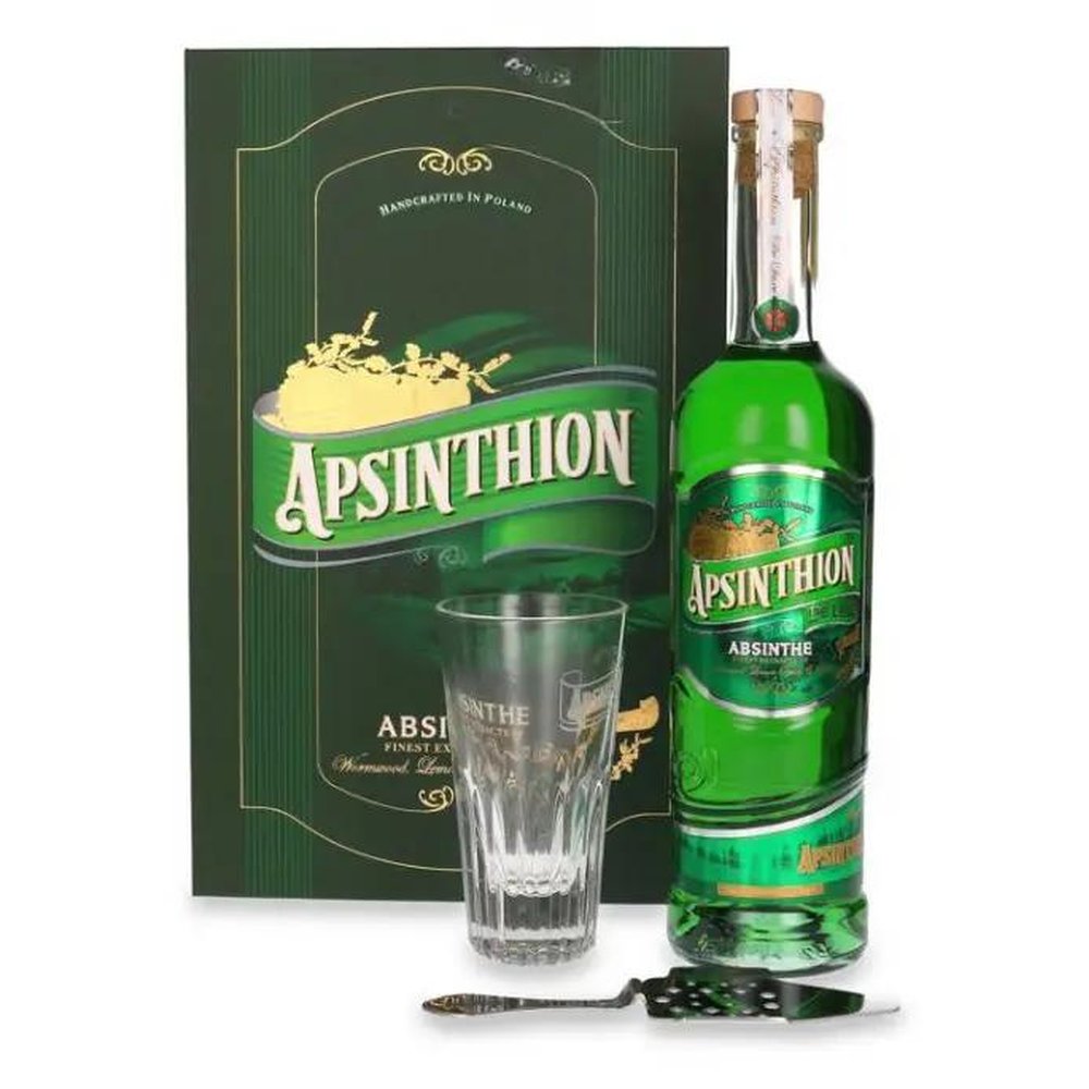 Absynt Apsinthion De Lux Zestaw Szklanka + łyżeczka 55% 200 ml