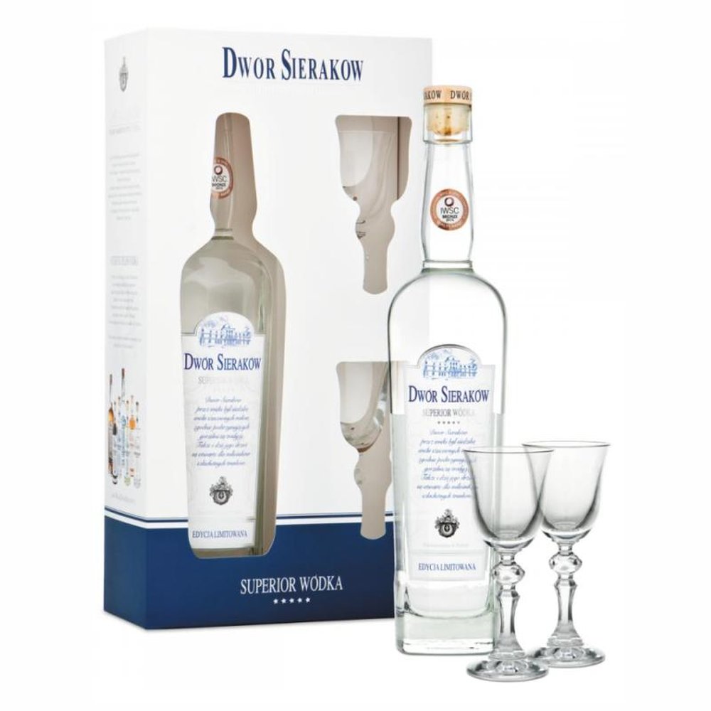 Wódka Dwór Sieraków Prestige Superior + 2 Kieliszki 40% 700 ml