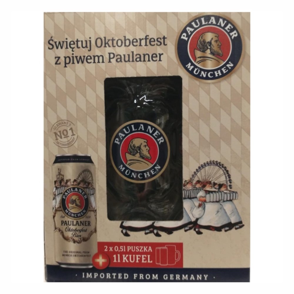 Piwo Paulaner Oktoberfest + Kufel 6% 2 x 500 ml Puszka