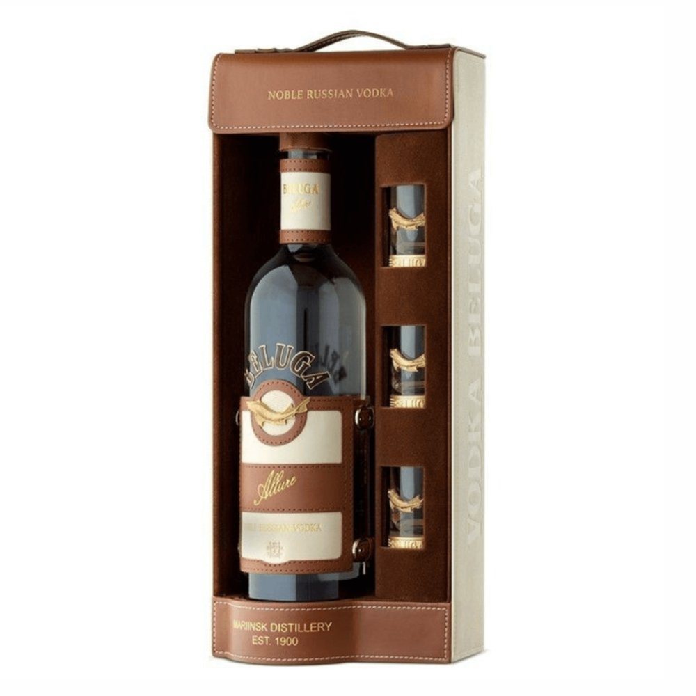 Wódka Beluga Allure w Skórze + 3 Kieliszki 40% 700 ml