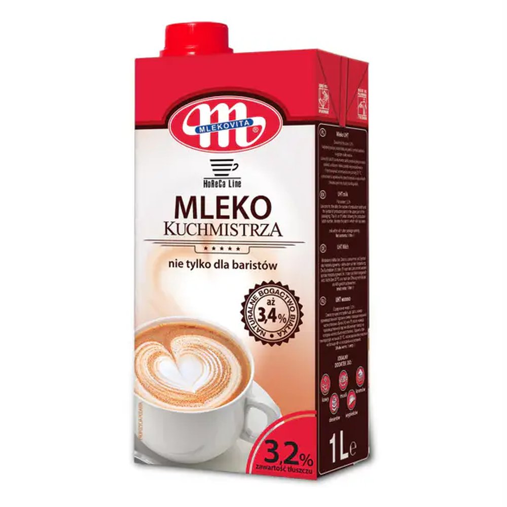Mleko UHT 3,2% Kuchmistrza nie tylko dla baristów o zawartości 3,4% białka 1L/12 Mlekovita