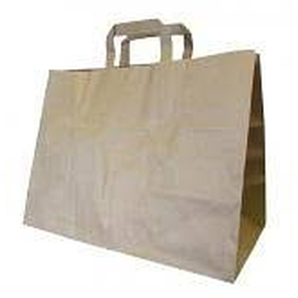 Torba papierowa szara z płaskim uchem 320x220x250 mm 50 sztuk