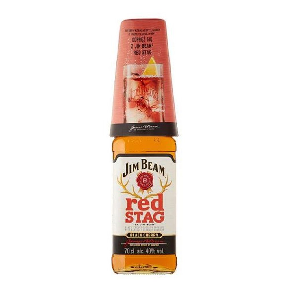 Whisky Bourbon Jim Beam Red Stag + Szklanka 40% 700 ml