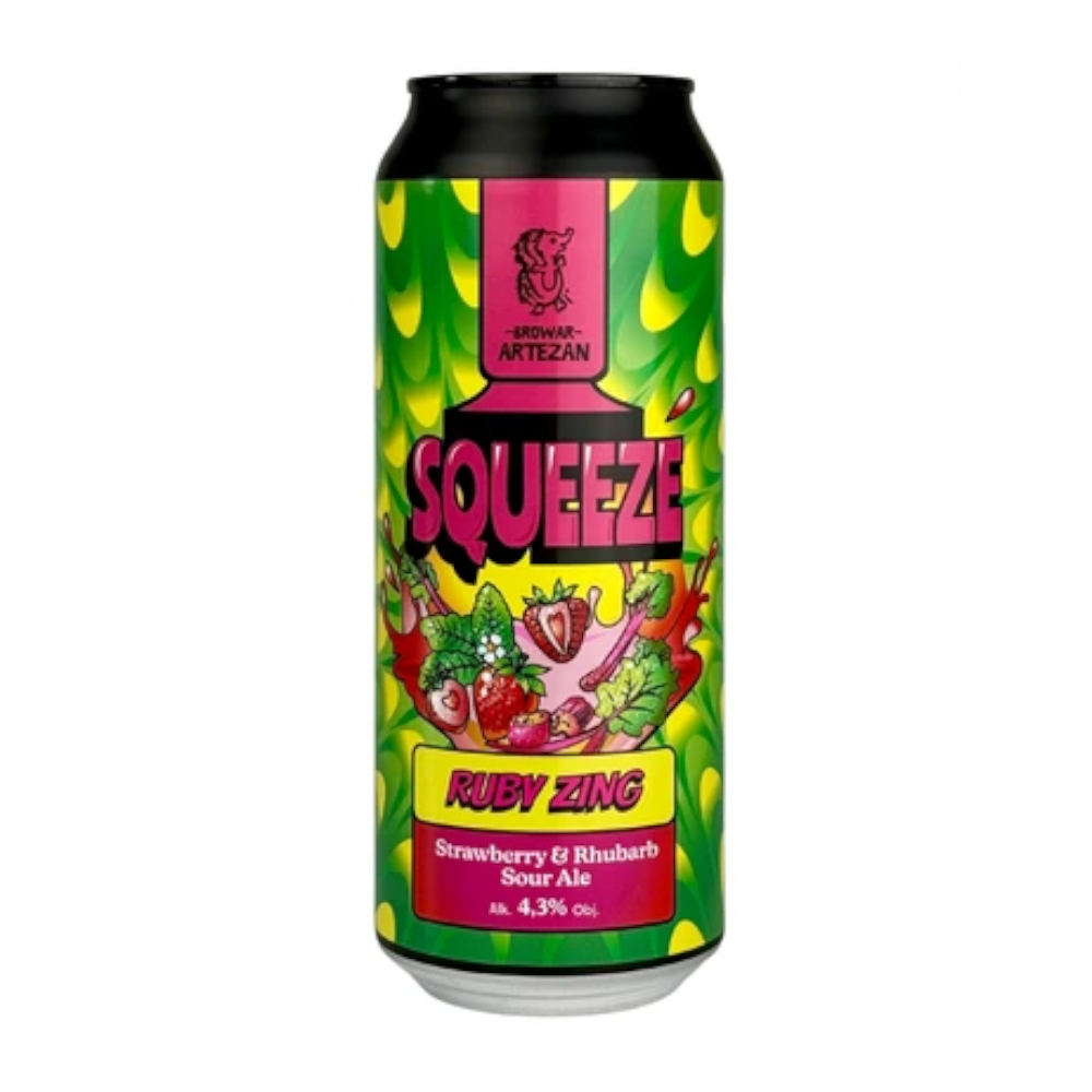 Piwo Artezan Squeeze Ruby Zing Rabarbar & Truskawka Juicy Sour 4,3% 500 ml puszka