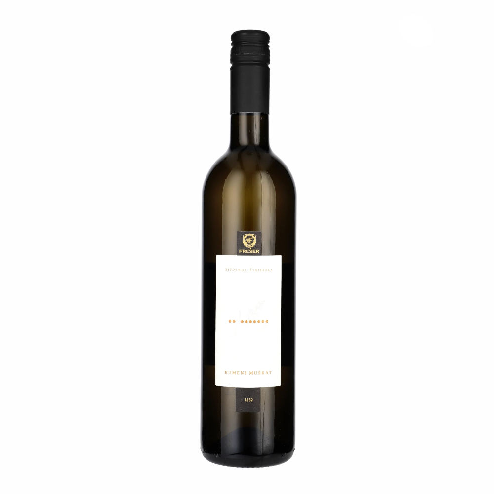 Wino Freser Rumeni Muskat 12,5% białe wytrawne 750 ml