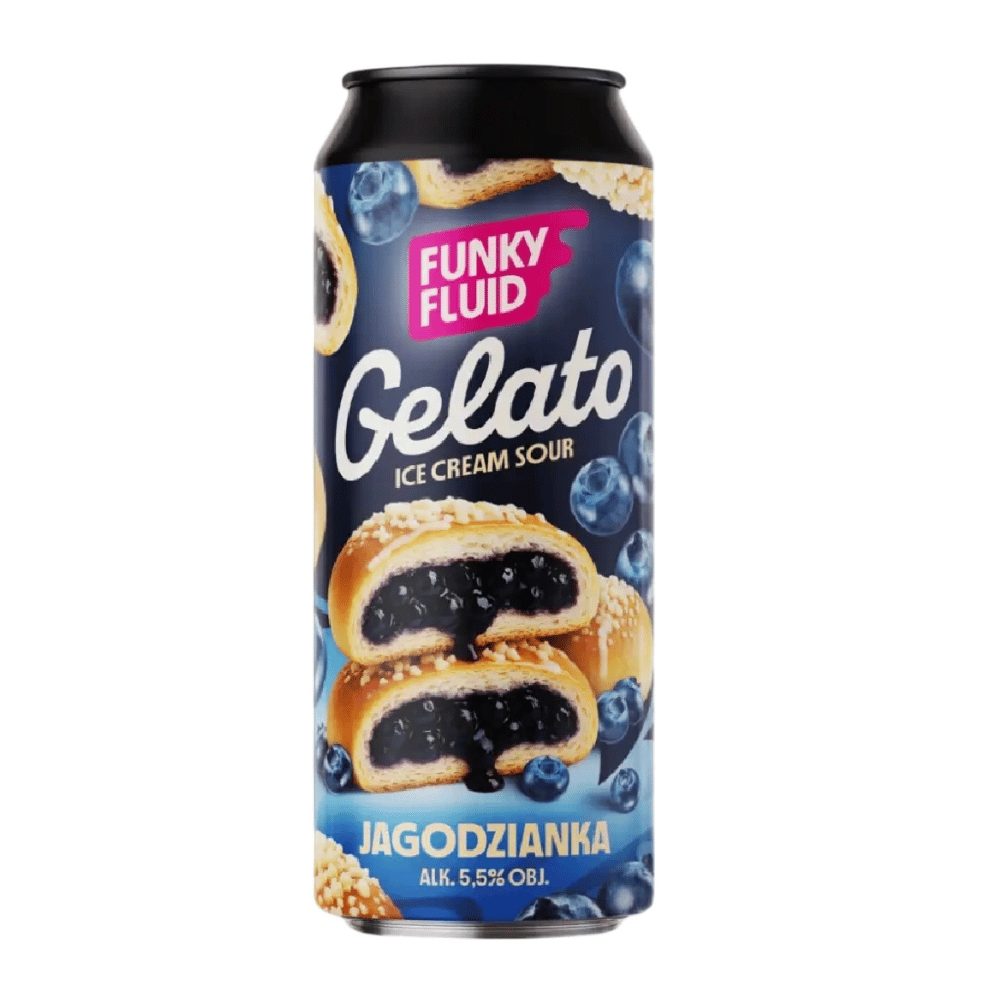 Piwo Funky Fluid Gelato Jagodzianka Ice Cream Sour Blueberry,Vanilla,Crumble Aroma 500 ml puszka