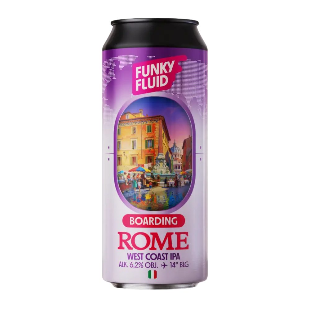 Piwo Funky Fluid Boarding Rome West Coast IPA 6,2% 500 ml puszka DRS
