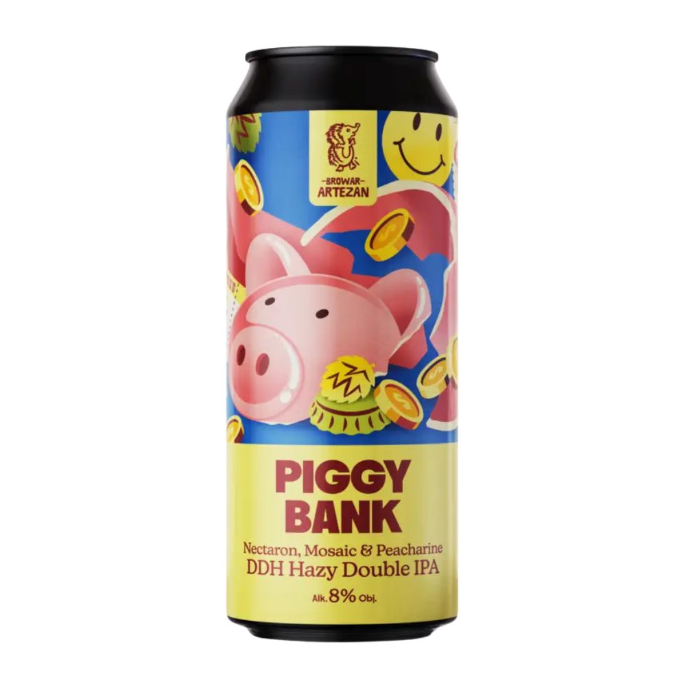 Piwo Artezan Piggy Bank DDH Hazy Double IPA 8% 500 ml puszka DRS