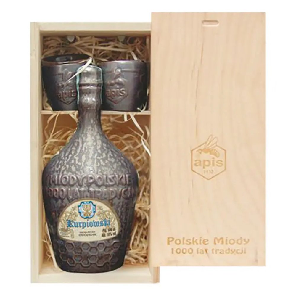 Miód pitny Dwójniak Kurpiowski + Kieliszekw Drewnie 16% 500 ml