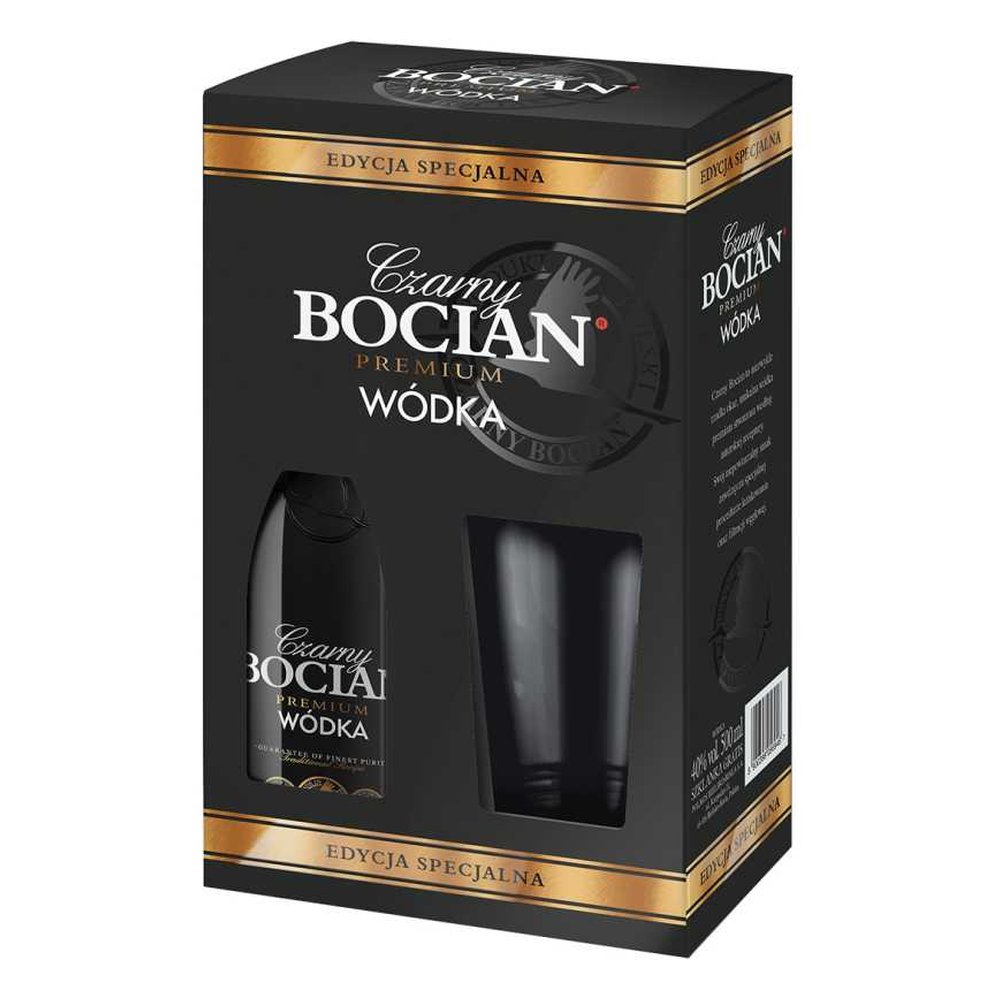 Wódka Czarny Bocian + szklanka 40% 500 ml