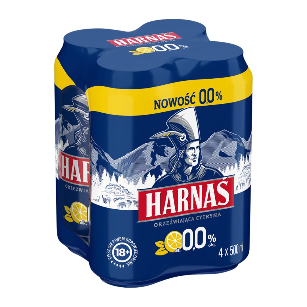 Piwo Harnaś Cytryna 0% 500 ml 4-pak puszka DRS