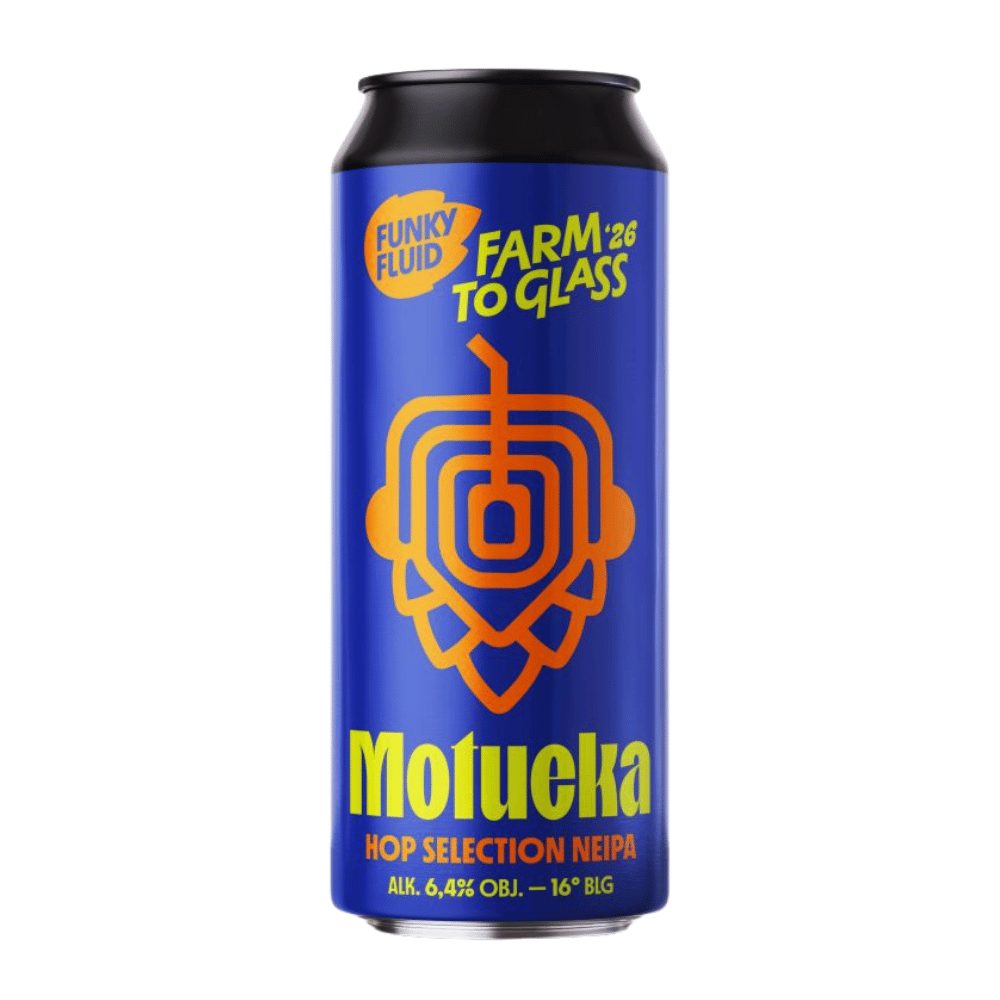 Piwo Funky Fluid Farm To Glass '26 Motueka Hop Selection Single Hop NEIPA 6,4% 500 ml puszka DRS
