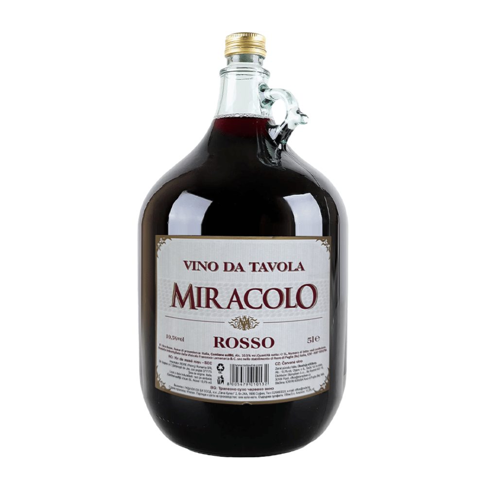 WIno Miracolo Vino Da Tavola Rosso 10,5% czerwone wytrawne 5000 ml