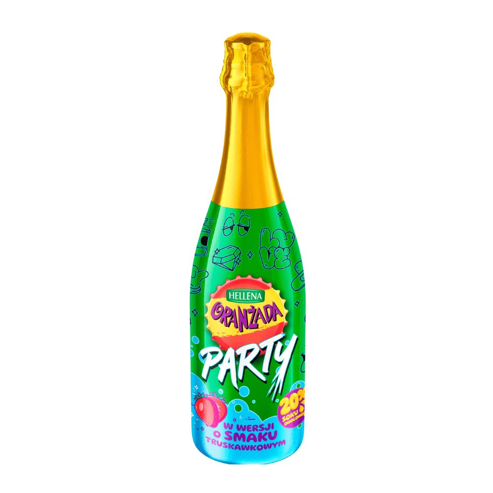 Napój Hellena Oranżada Party Truskawka 20% soku 0% 750 ml