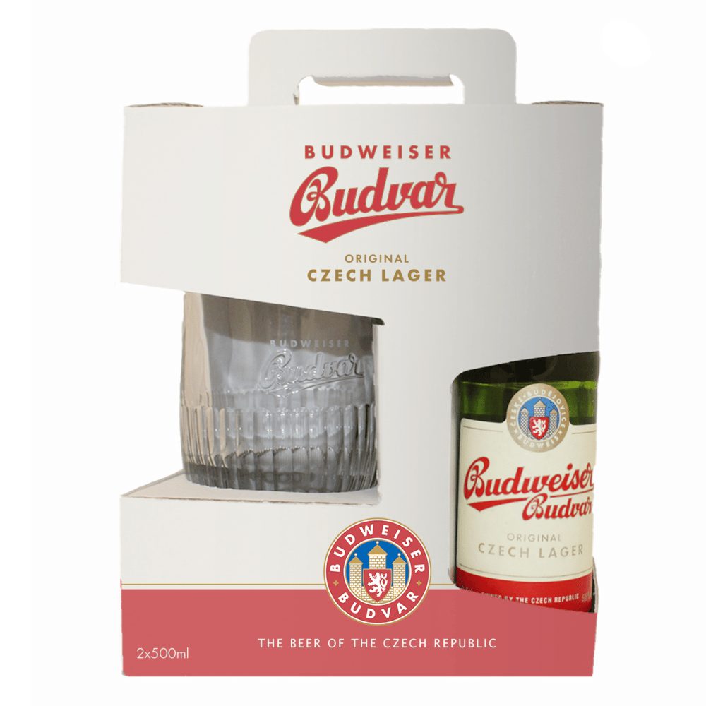 Piwo Budweiser zestaw 2 x  500 ml + Kufel