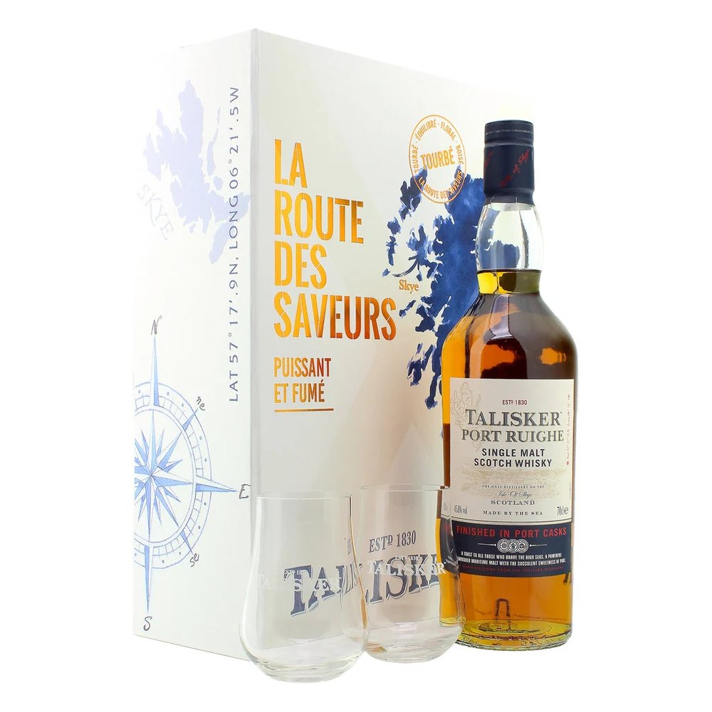 Whisky Talisker Port Ruighe + 2 szklanki 45,8% 700 ml