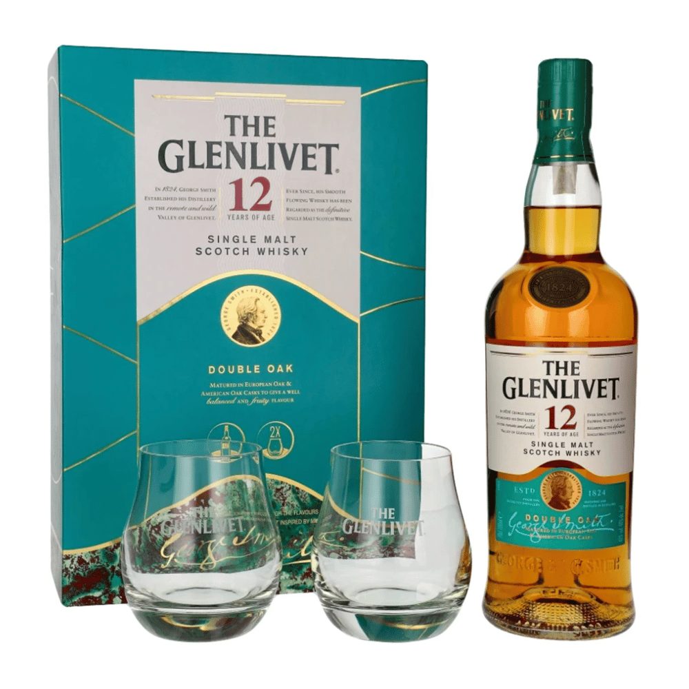 Whisky The Glenlivet 12YO Double Oak 40% 700 ml + 2 szklanki