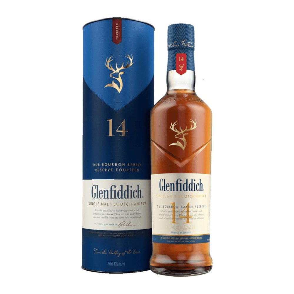 Whisky Glenfiddich 14YO Bourbon Barrel 43% 700 ml Tuba