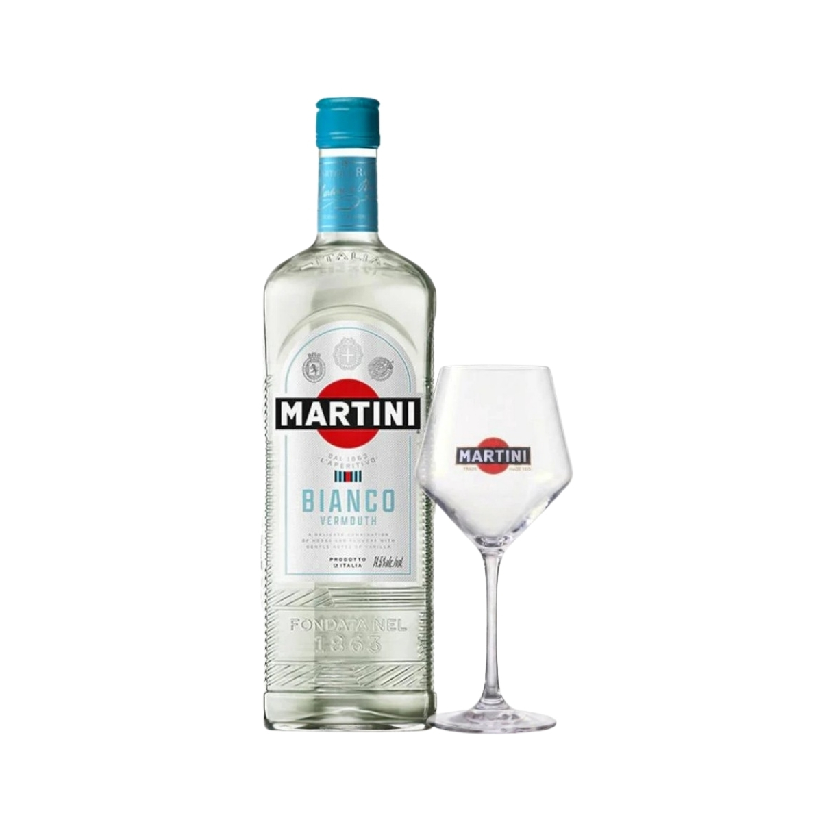 Wermut Martini Bianco  + kieliszek 14,4% 1000 ml