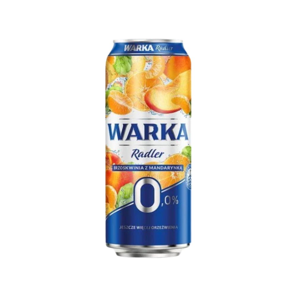 Piwo Warka Radler Brzoskwinia Mandarynka 0% 500 ml puszka DRS