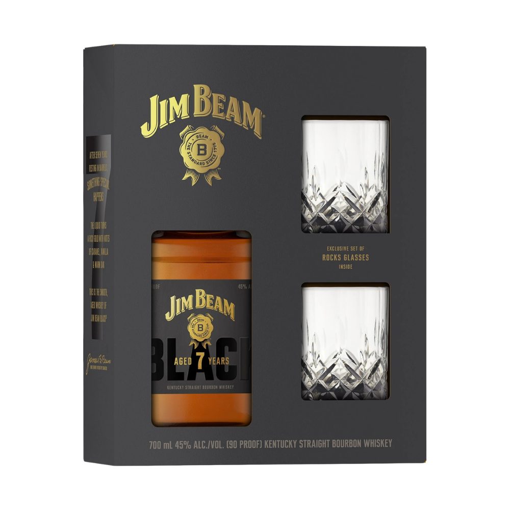 Whisky Jim Beam Black 7 YO 45% + 2 szklanki